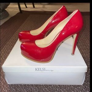 Kelsi By Kelsi Dagger Laurie Red Patent Leather Heels